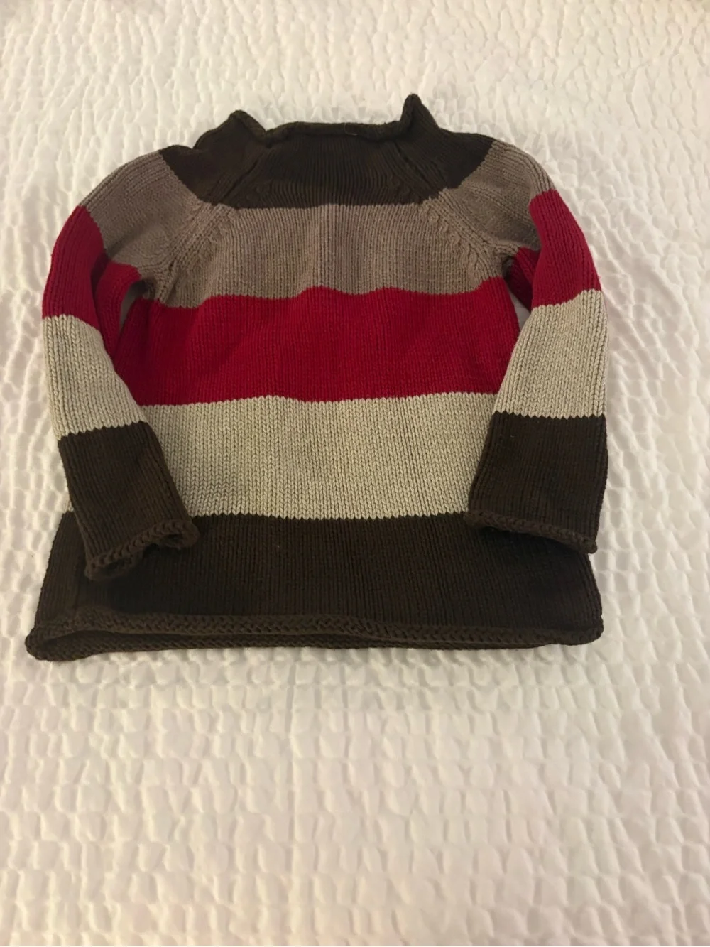 GAP Striped Crewneck Sweater in Red, Brown & Cream